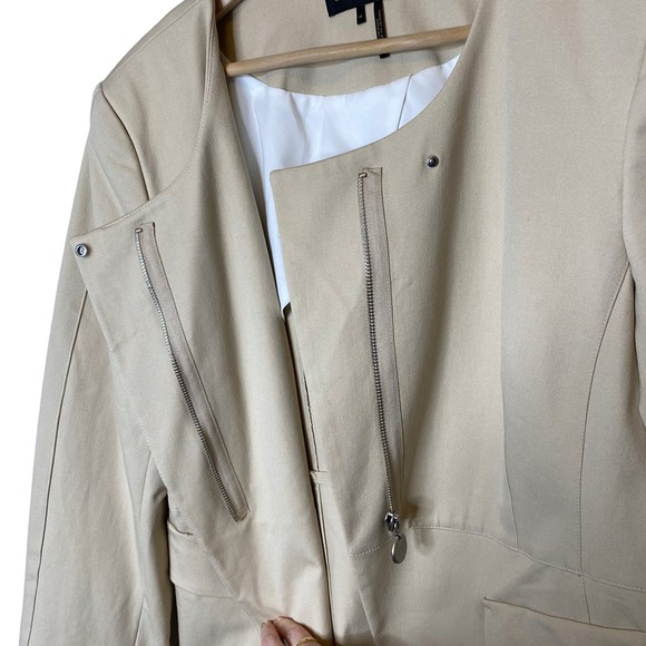 Donna Karan Patch Flap‎ Pocket Jacket Beige Khaki Asymmetrical size 14 - Picture 6 of 8